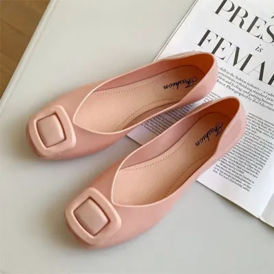 Retro Flats-Soled Beanie Square-Toe Rain Boots
